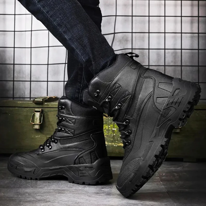 

Men's Oversized Outdoor Tactical Hiking Training Boots Durable Scratch-Resistant Mountaineering Boots Sizes 39-47 Model 302.