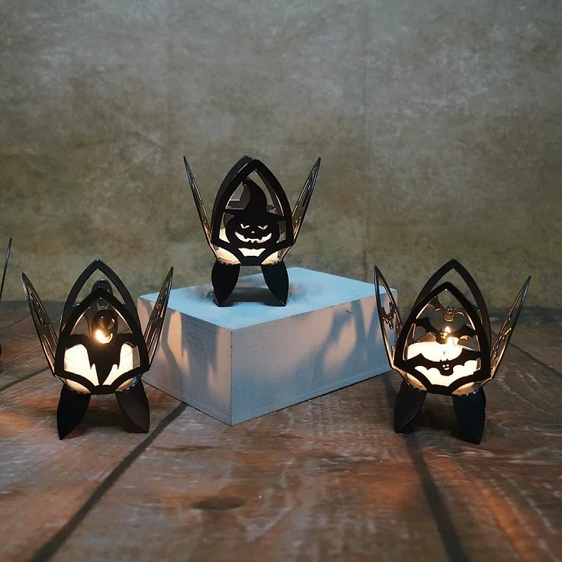 

Halloween Metal Candlestick Pumpkin Spider Ghost Bat Candle Holder Ghost Festival Table Ornaments Happy Halloween Party Decor