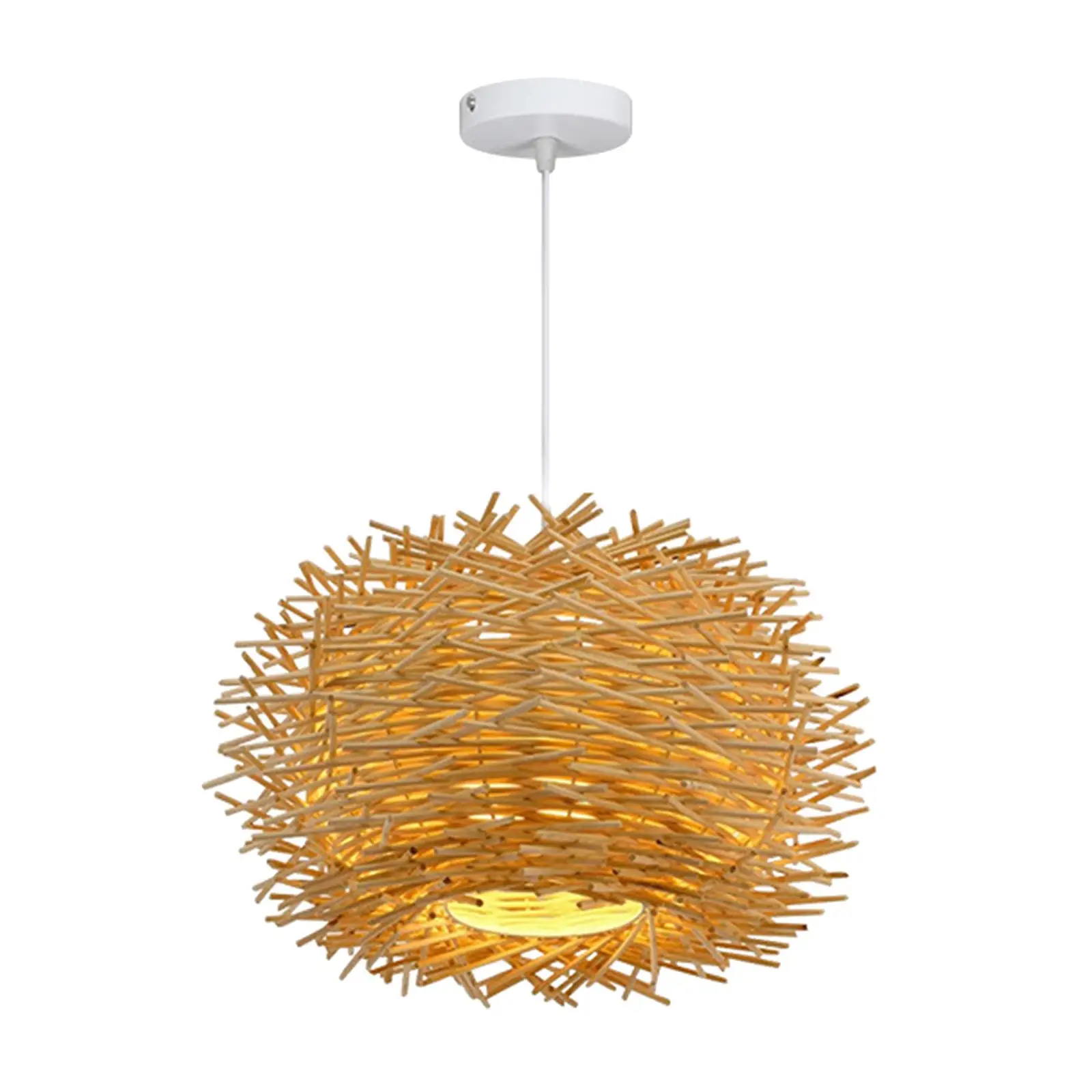 Rustic Rattan Woven Design Pendant Light Bird Nest Hanging Lamp Chandelier