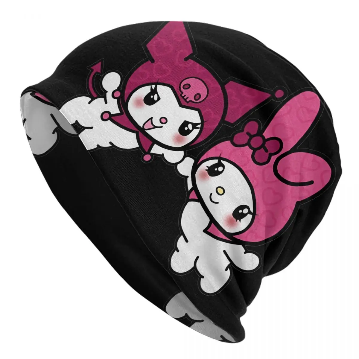 Heart My Melody Kuromi Skullies Beanies Hats Sanrio Kawaii Fashion Men Women Street Caps Warm Multifunction Bonnet Knitted Hat