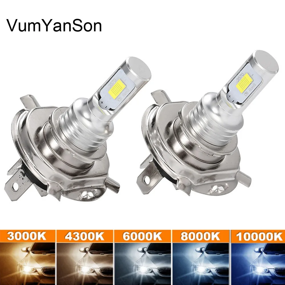 2Pcs 4300K H4 H7 H11 H8 H9 9006 HB4 H1 9005 HB3 Car Headlight Bulbs LED Lamp With CSP Chip 20000LM Auto Fog Lights 6000K 8000K