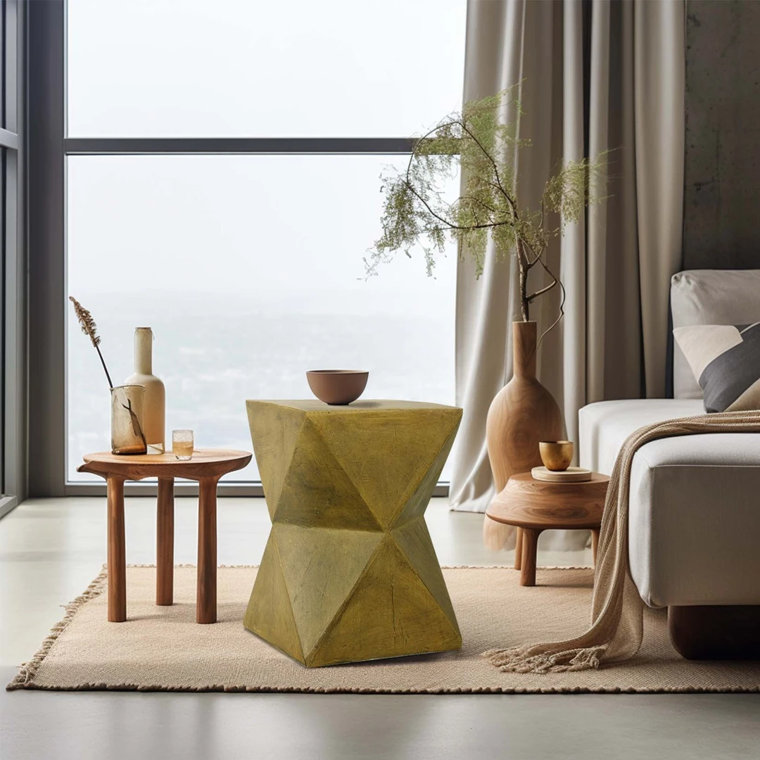 Mesa lateral/final de concreto leve e moderna |   Mesa minimalista para pátio externo |   Móveis elegantes para decoração de casa para espaço vivo