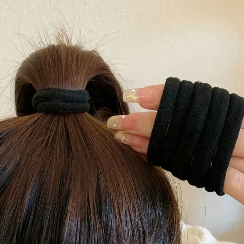 50/200pcs Black Hair Bands Women Girls Cute High Elastic Seamless Hair Ties Children Hair Accessories Ponytail Holder Headband