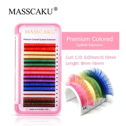 MASSCAKU Korea PBT Colored Classical 16Rows Eyelash Extension False Individual Lashes Handmade Faux Mink Professional Eyelashes