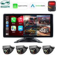 GreenYi Blind Spot 10.36'' IPS Touch Screen WiFi Wireless Apple Carplay Android-Auto 4CH Record DVR Monitor and Mini AHD1080 Cam