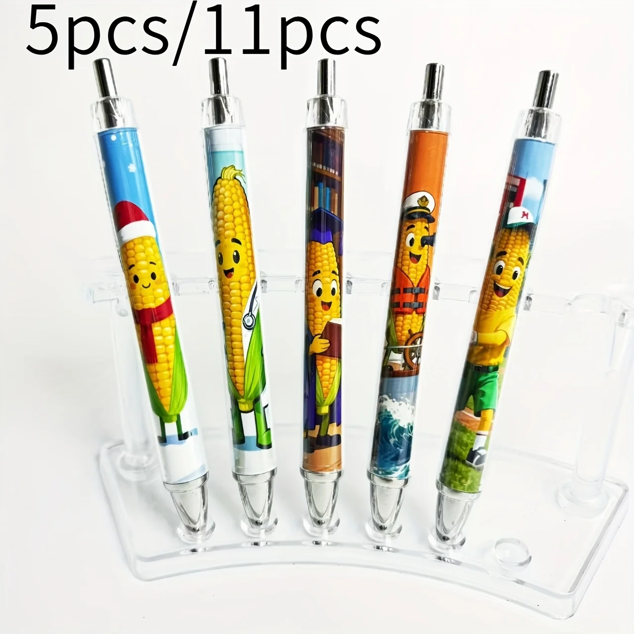 

5 шт./11 шт. креативные выдвижные шариковые ручки с кукурузной тематикой, шариковые ручки серии «Кукуруза», сезонные ручки для письма для студентов и учителей