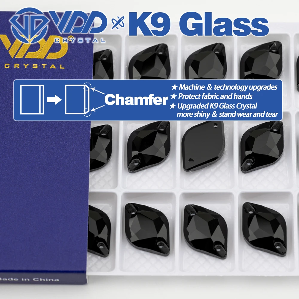 VDD S102 Jet Lemon Top-Qualität K9 Glas AAAAA Aufnähbare Strasssteine, Kristall-Flachsteine zum Aufnähen für Kleidungsdekorationen – Detail 2