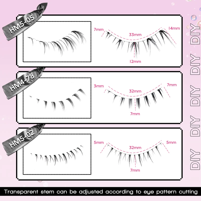 10 Pares de Pestañas Inferiores Manga Inferiores Banda Transparente Sueltas Pequeñas Llama Bajo los Ojos Maquillaje Coreano Herramientas de Cosplay 5