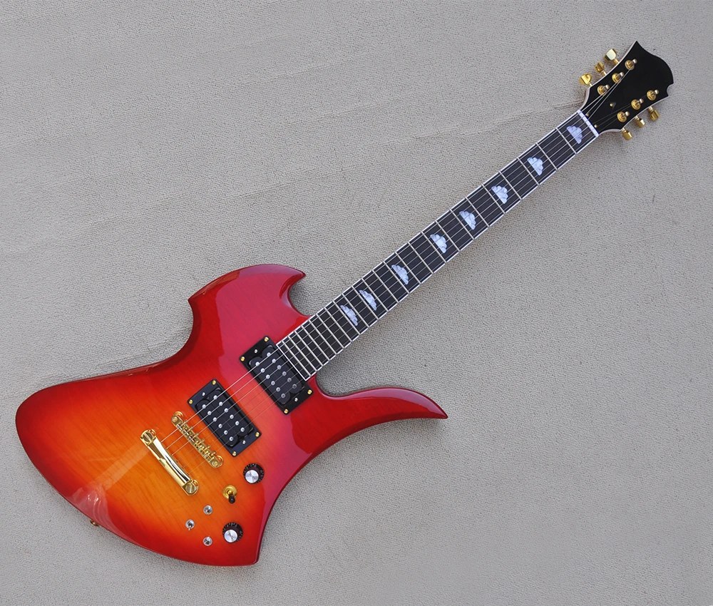 6 Strings Cherry Sunburst Electric Guitar with Quilted Maple Veneer,Humbuckers,Rosewood Fretboard,Customizable