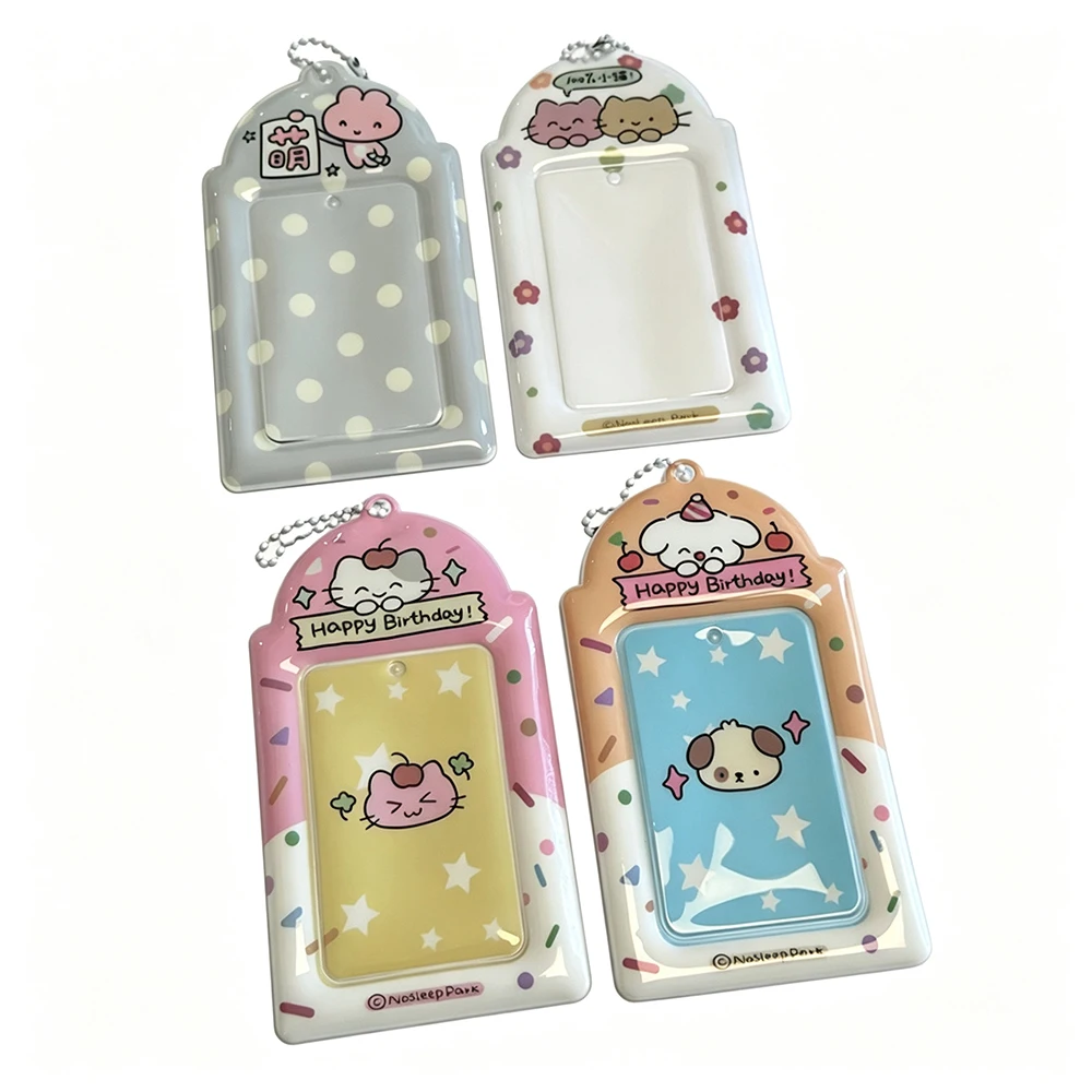 New Korea Cute Photo Card Holder 3 inch Photo Card Case Kpop Idol Photocard Holder Photo Protective Cover Pendant Keychain Gift