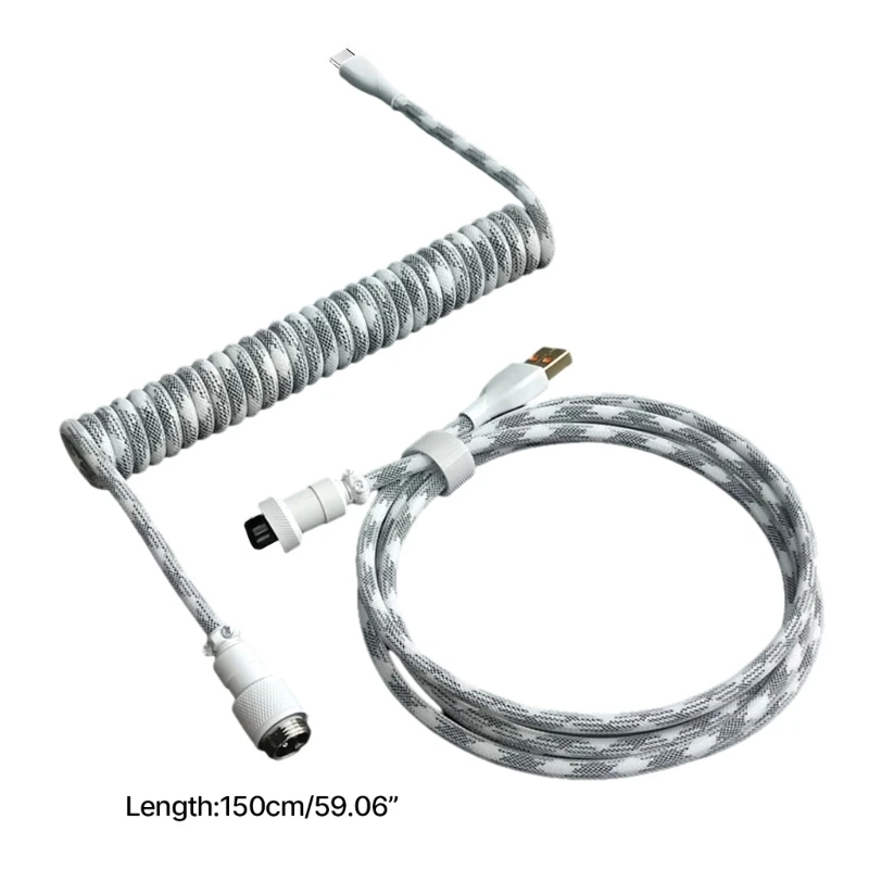 Computer Game Keyboards  Cable, Coiled Aviation Cable for Mechanical Keyboards , TypeC to USB-A Removable Aviation Plug