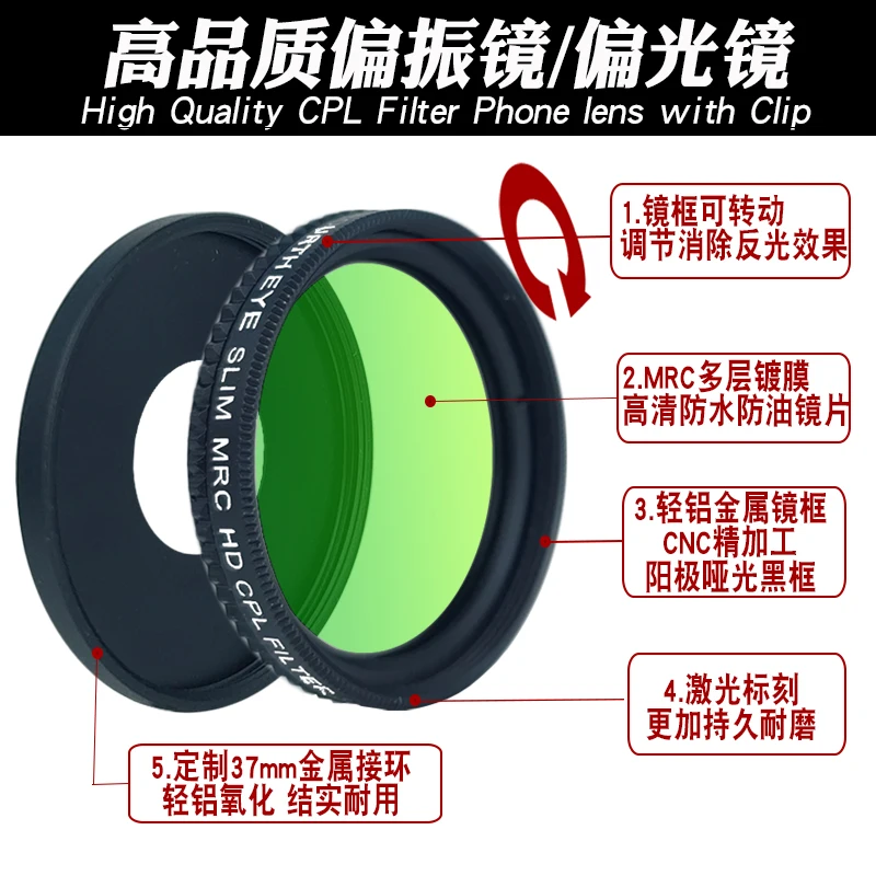 Đa Năng CPL Cho Xe Hơi Đầu Ghi Hình Video Recorde Tròn Kính Phân Cực Lọc Ống Kính Cho Máy Ảnh Original Chu Kỳ Dashcam Gương Lái Xe Đầu Ghi