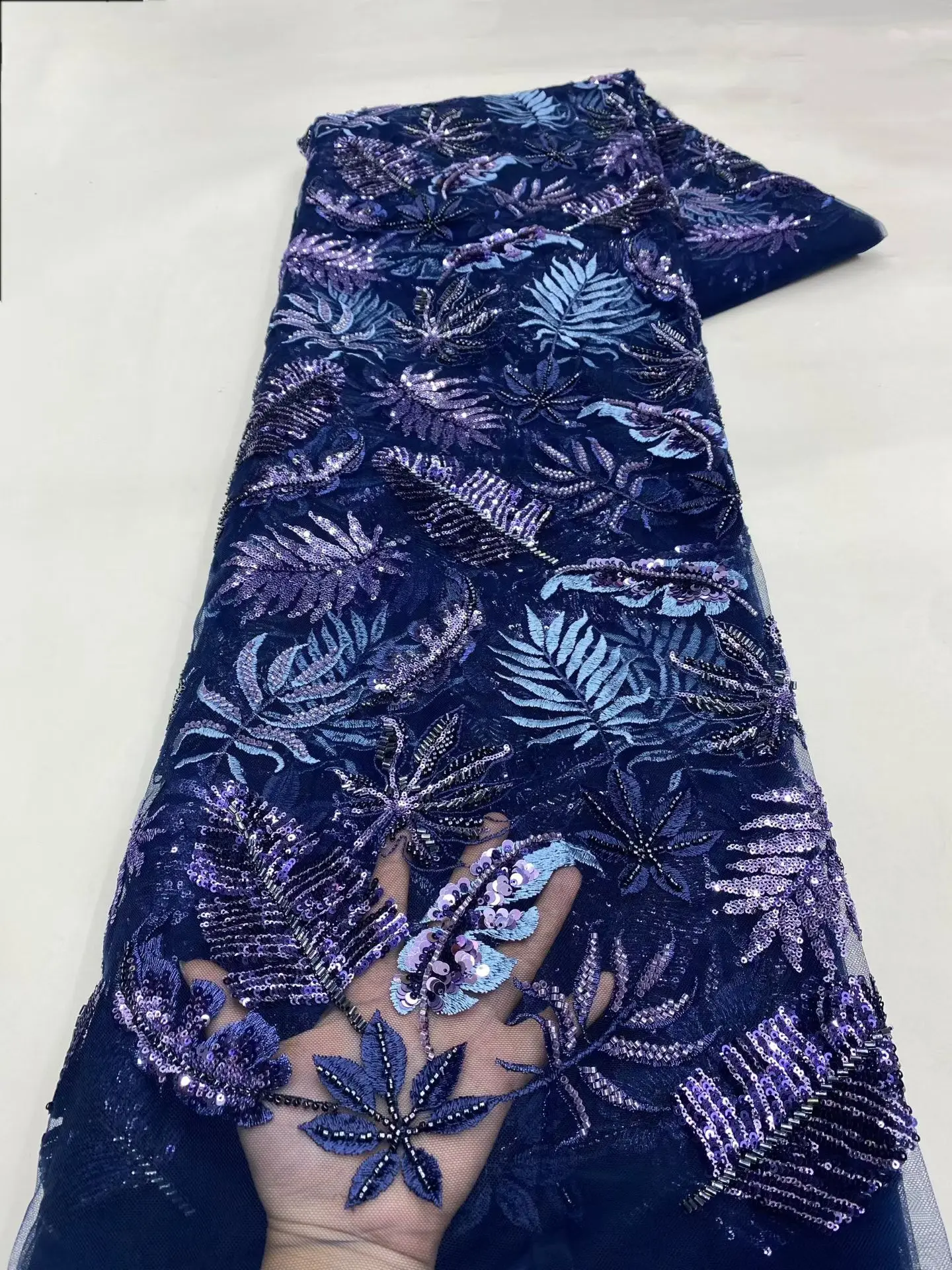 

Африканская кружевная ткань с блестками, 2026, высокое качество, кружевная вышивка, сетчатая ткань с бисером, 5 ярдов для женщин, свадебное платье