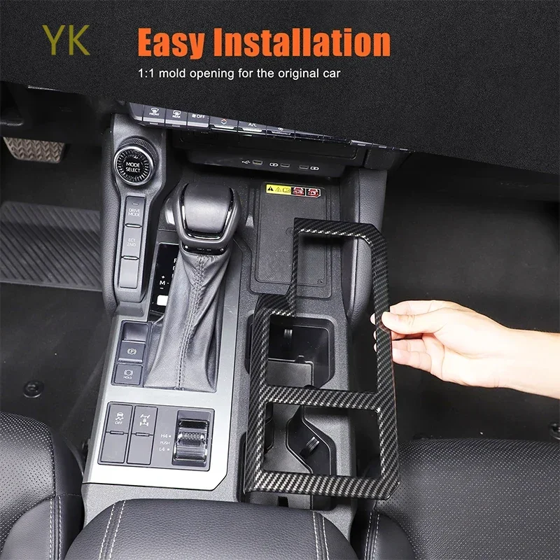 

For Toyota Land Cruiser 250 Prado LC250 2024-25 ABS Carbon Fibre Car Center Console Gear Shift Panel Cover Trim Car Accessories