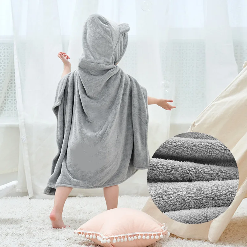 2024 Infant Gauze Cartoon Animal Hooded Bathrobe Newborn Coral Fleece Bathrobe Comfortable and Skin Friendly Bathrobe