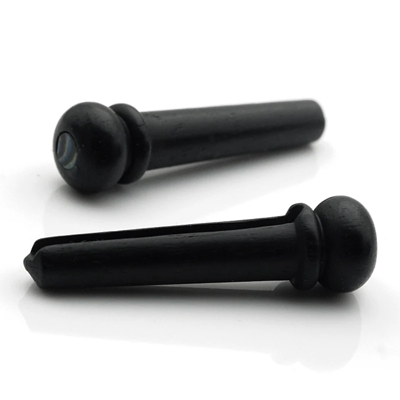 6pcs Ebony Guitar Bridge Pin Set Abalone Dot Inlay for 6 String Acoustics Includes Bridge Pin Puller view 3
