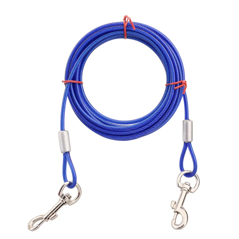 3/6/9/15M Outdoor Pet Leash With Dog Fixed Pile Metal Screw Stake For Camping Garden Ground Steel Wire Dogs Leads Leashes Set