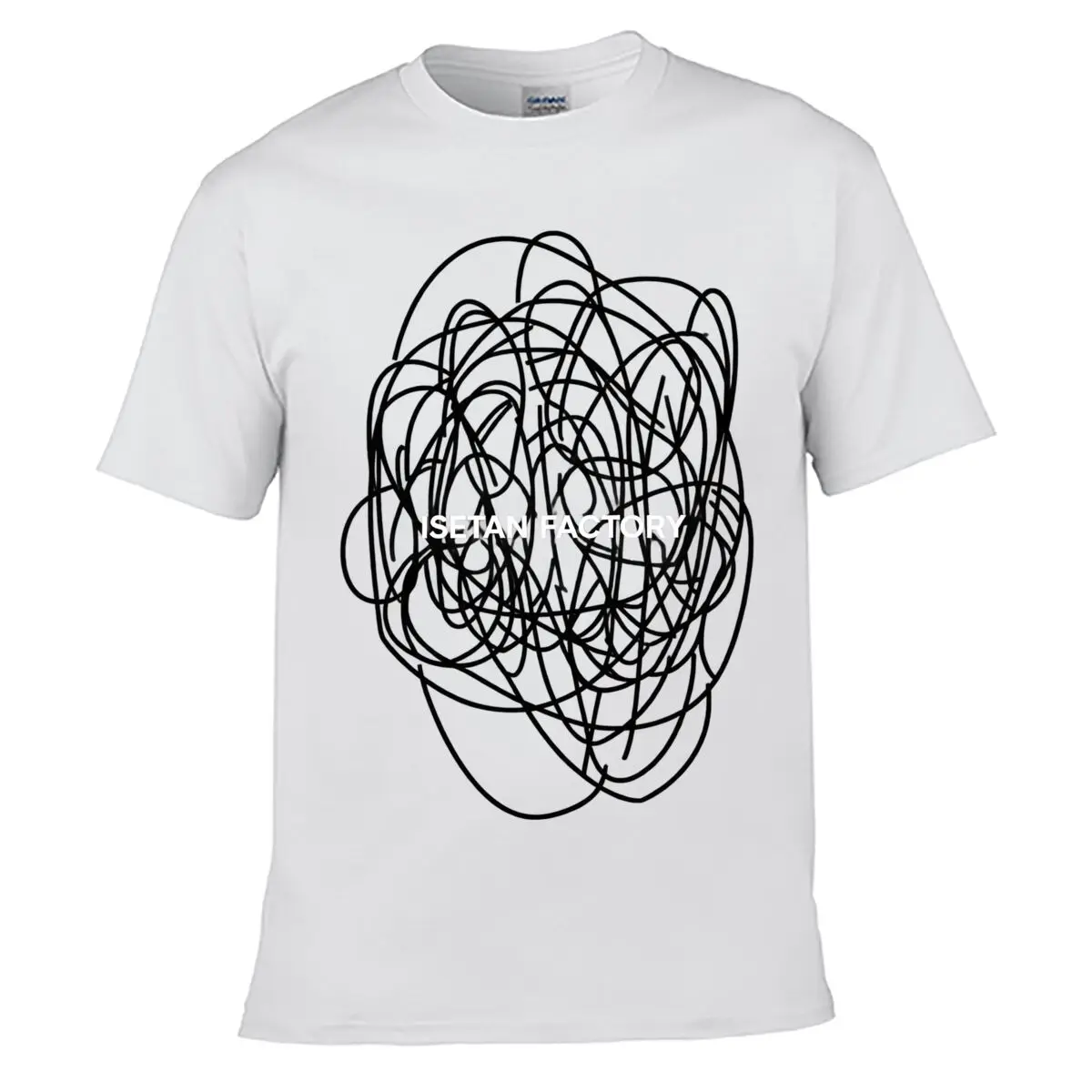 NSETAN FACTORY Abstract Black Scribble Line Art Pattern Men Summer T-shirt Top
