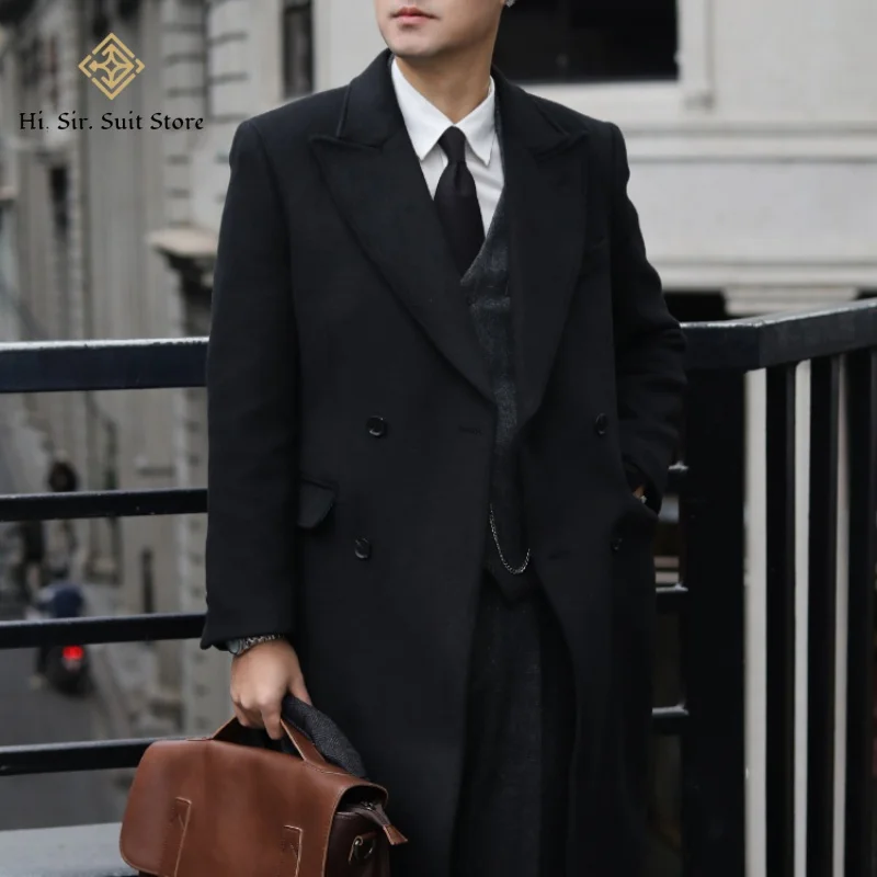 

Британский винтажный мужской костюм Честерфилд, пальто приталенного кроя средней длины, остроконечные козырьки, двубортное шерстяное твидовое пальто с зубчатыми лацканами