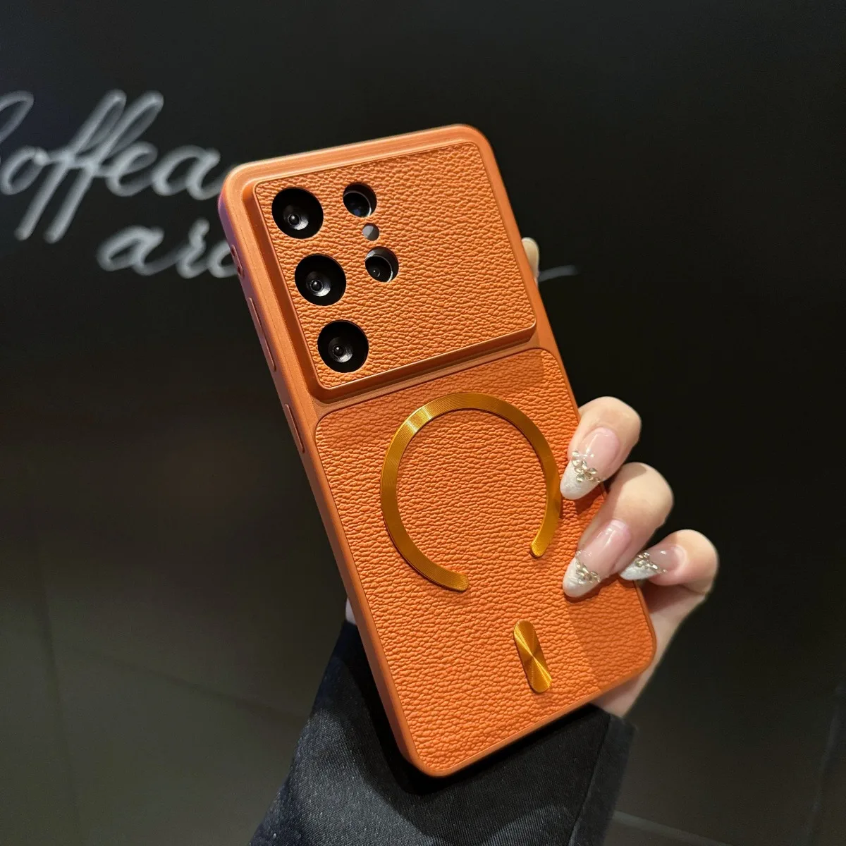 Luxury Litchi Texture for Magsafe Magnetic Phone Case for Samsung S26 Ultra S25 Plus S24 FE Wireless Charging Shockproof Cover