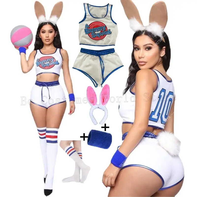 Lola Bunny Costume Space Lola Bunny Rabbit Cosplay Disguise Lola Bunny Woman Sexy Basketball Jersey Halloween Costume Girl