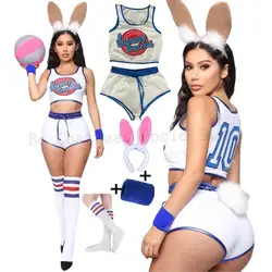 Lola Bunny Costume Space Lola Bunny Rabbit Cosplay Disguise Lola Bunny Woman Sexy Basketball Jersey Halloween Costume Girl