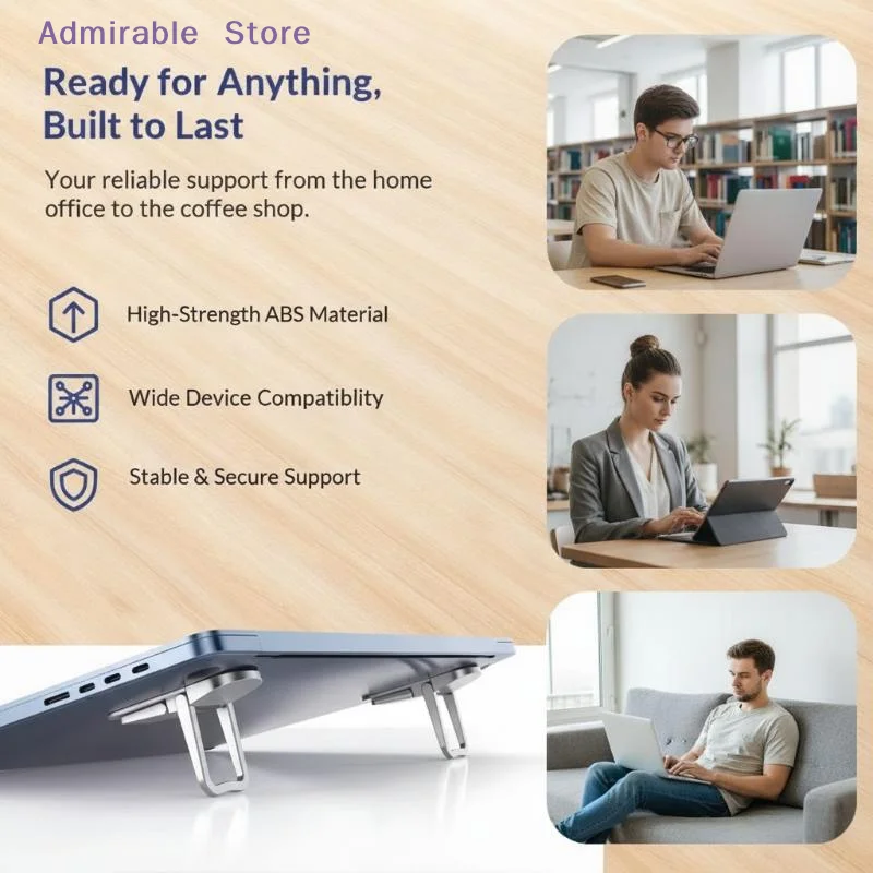 [W]Scratch Resistant Foldable Laptop Stand 1 Pair Adjustable Portable Mini Keyboard Riser for Office Desk Use