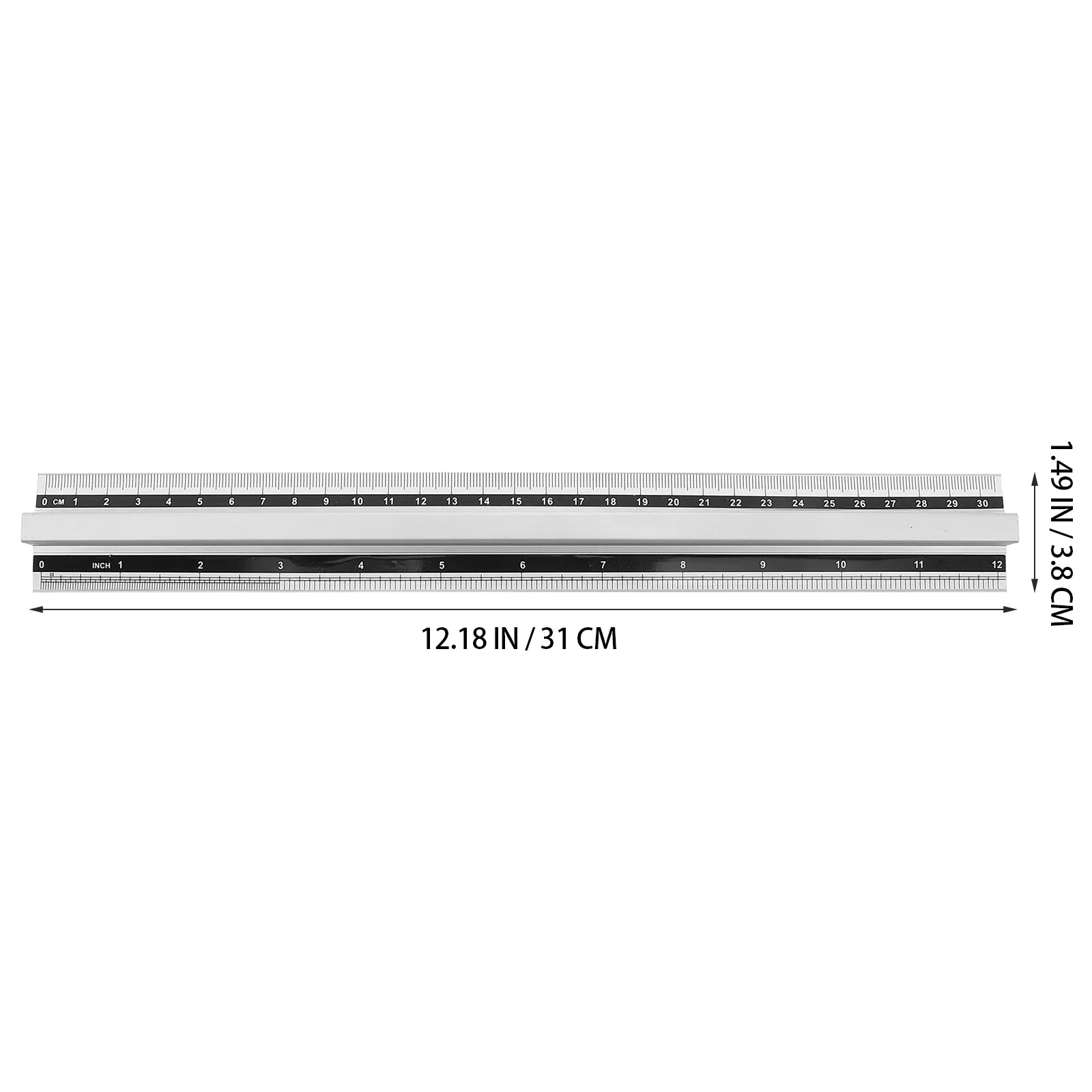 Premium Aluminum Math Ruler with Comfort Grip Handle Clear Scale Markings Accurate Measurement Tool for School Office Drawing