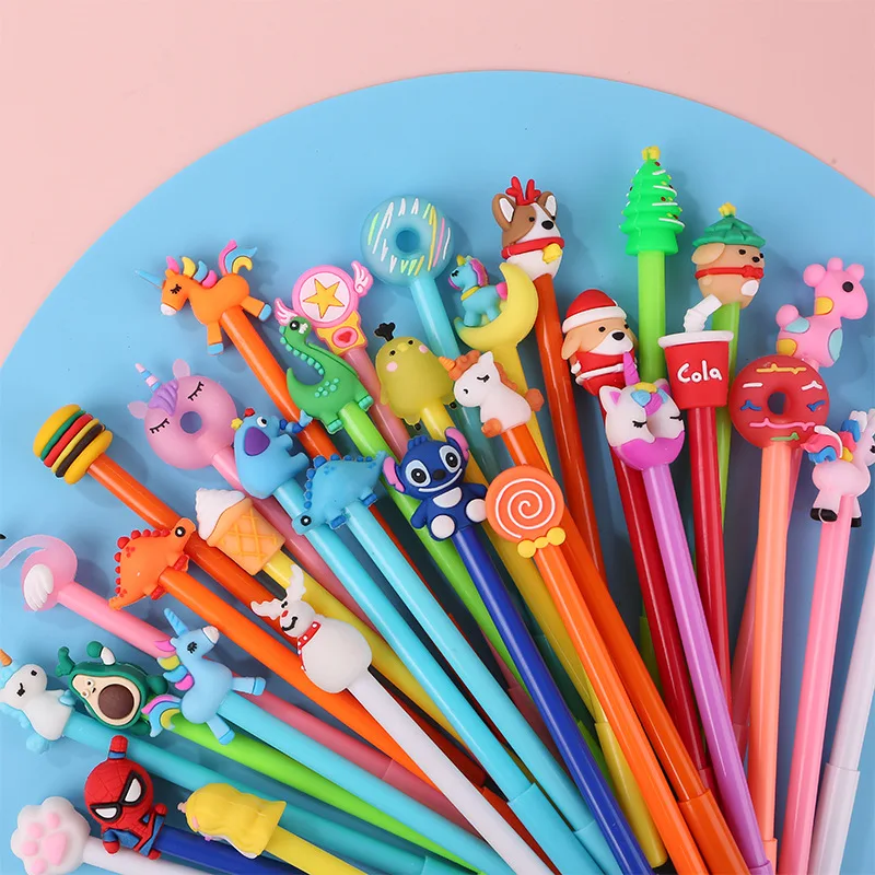 30/40/50 Stks/partij Cartoon Kawaii Gel Pen School Kantoorbenodigdheden Willekeurig Patroon Neutrale Pennen 0.5Mm Zwarte Inkt Schrijfbenodigdheden