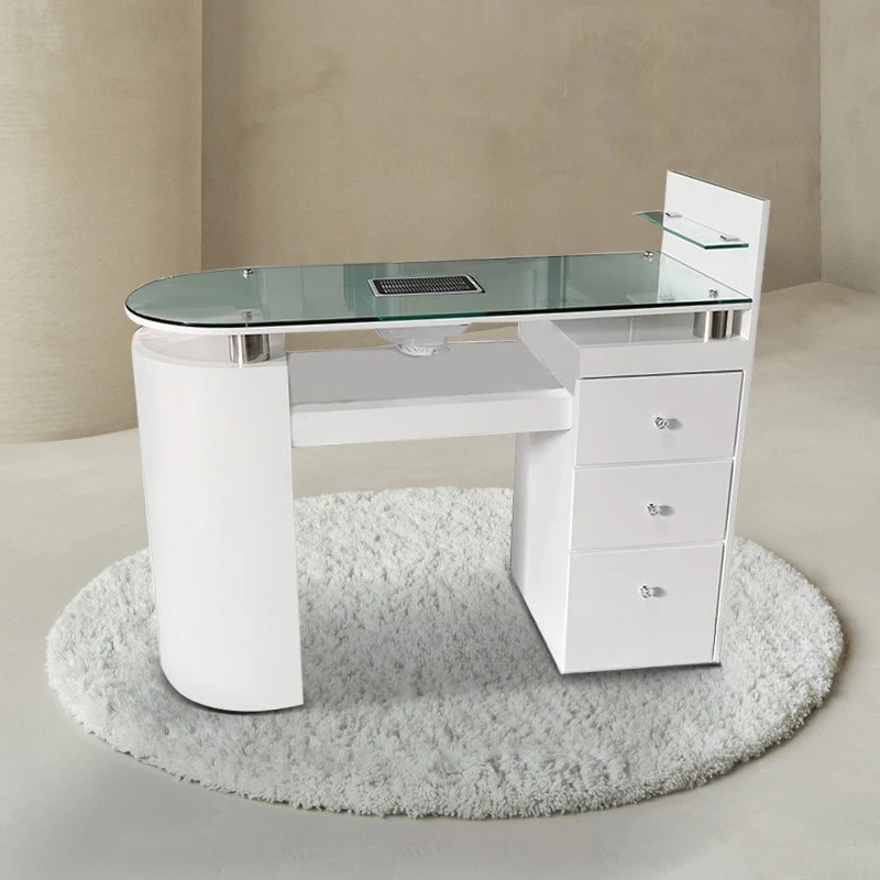 

Пылесос для ногтей, одиночный маникюр для ногтей, интернет-знаменитость, белая краска, маникюрный стол, стеклянная столешница