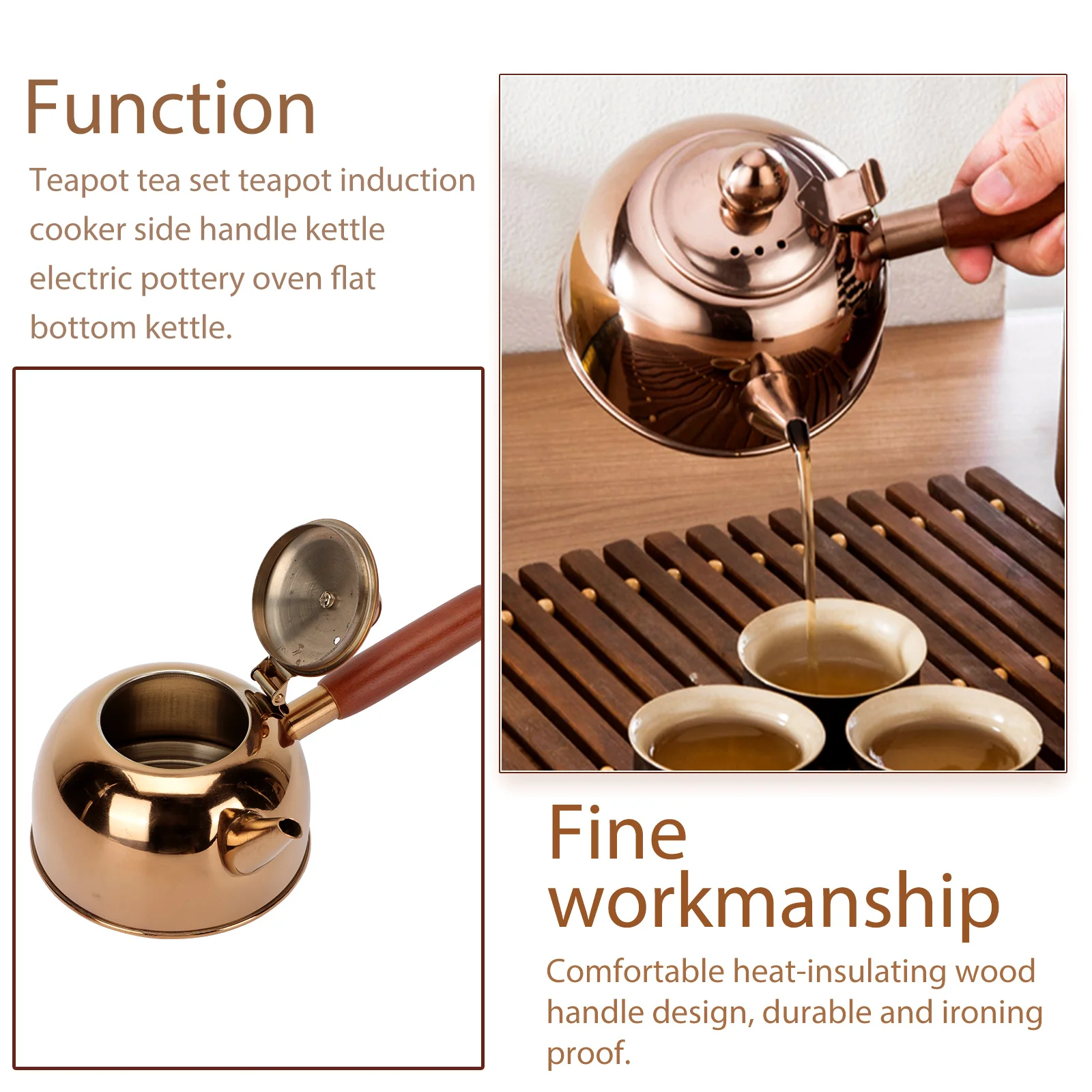 

1pc Stainless Steel Side Handle Kettle Large Capacity Water Boiling Pot For Tea Coffee Home Use Kitchen Accessory Practical