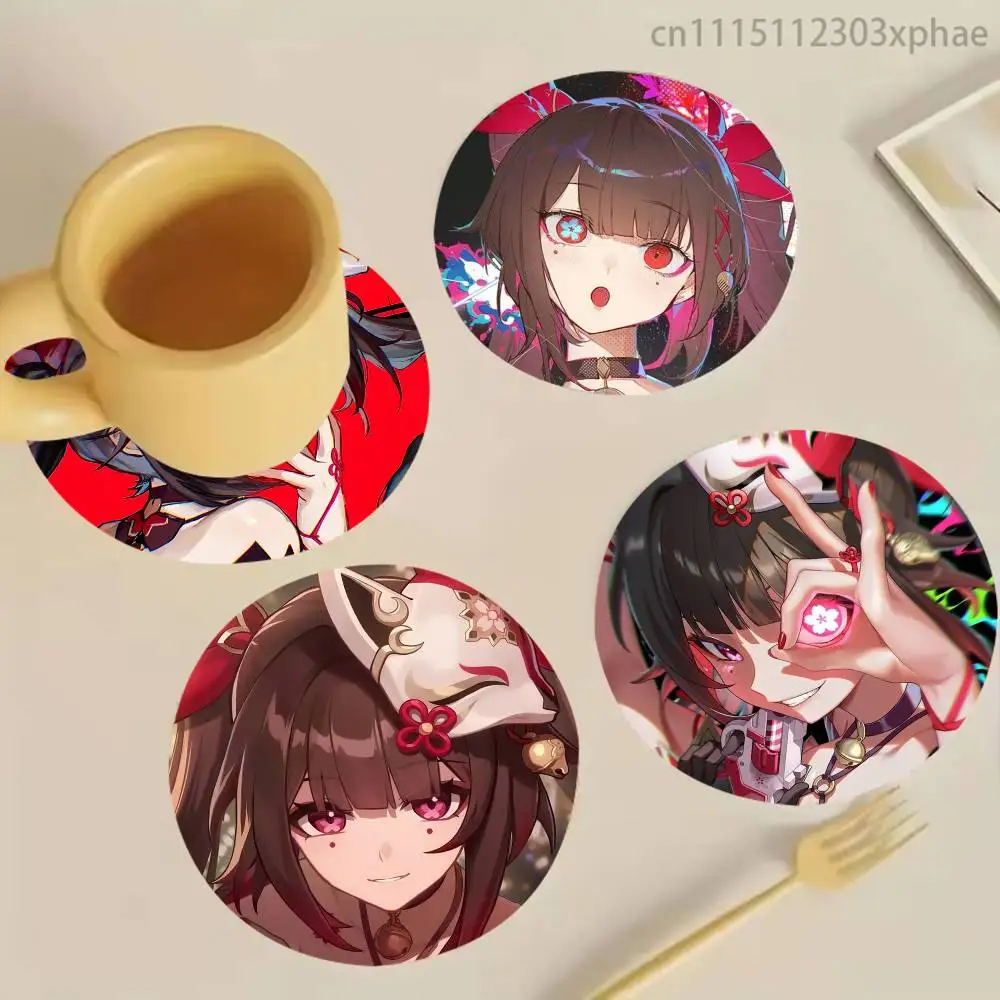 Honkai Star Rail Sparkle Sparxie Wood Coaster Mug Tea Coffee Cup Pad Heat Resistant Placemats Tableware Decoration