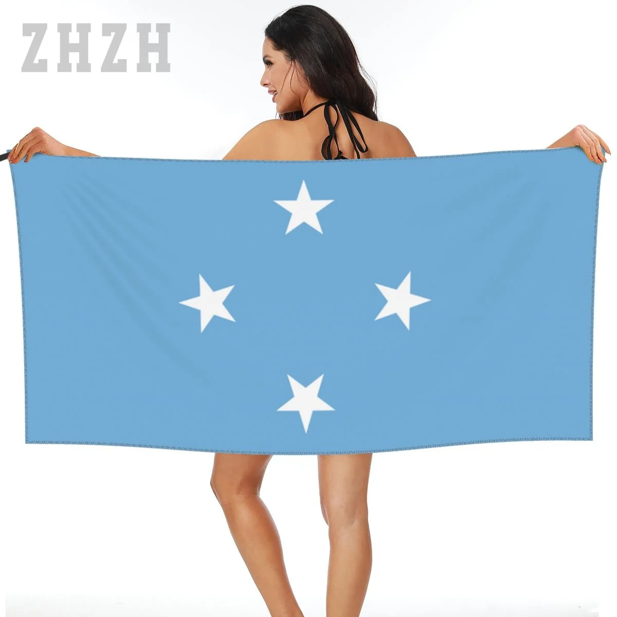 More Design Federated States Of Micronesia Flag Emblem Bath Towel Quick dry Microfiber Absorbing Soft Water Breathable Beach