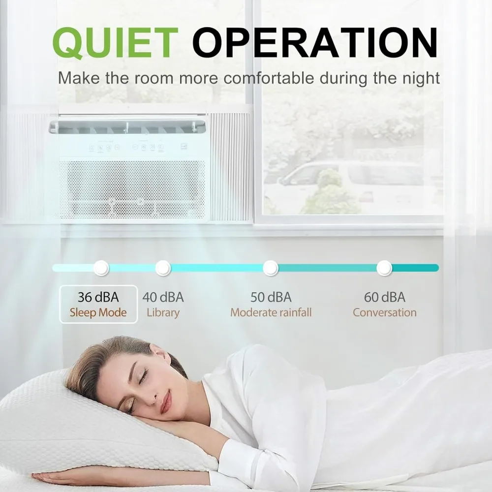 مكيف هواء بنافذة عاكس ذكي للمكتب المنزلي ، توفير فائق ، تمكين الواي فاي الهادئ للطاقة ، تبريد بالأقدام المربعة ،