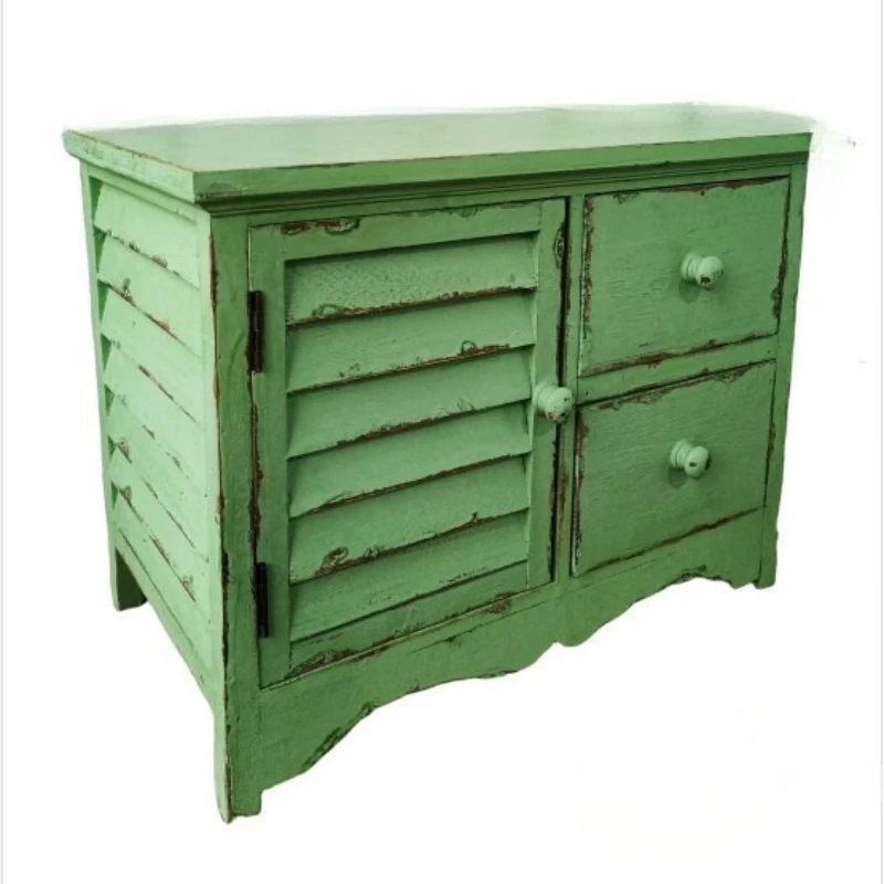 

Foreign trade export Amazon explosion solid wood mini desktop retro and old multi-drawer storage cabinet home small chest