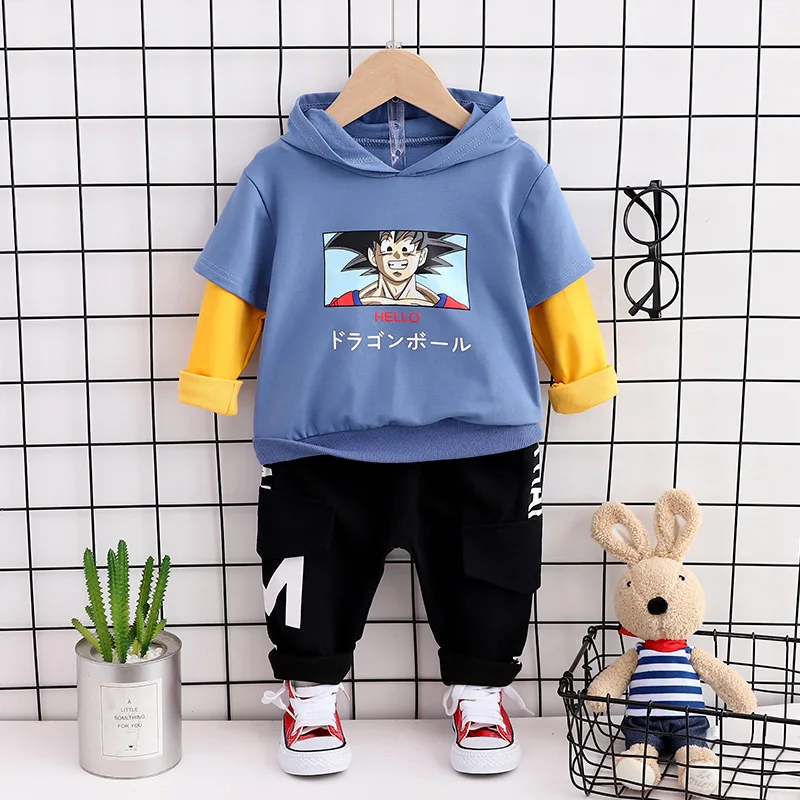 

Baby Boy Clothes Outfits Spring Autumn Cartoon Patchwork Long Sleeved Hooded Hoodies + Pants 2PCS Kids Suits Boys Sets Clothing