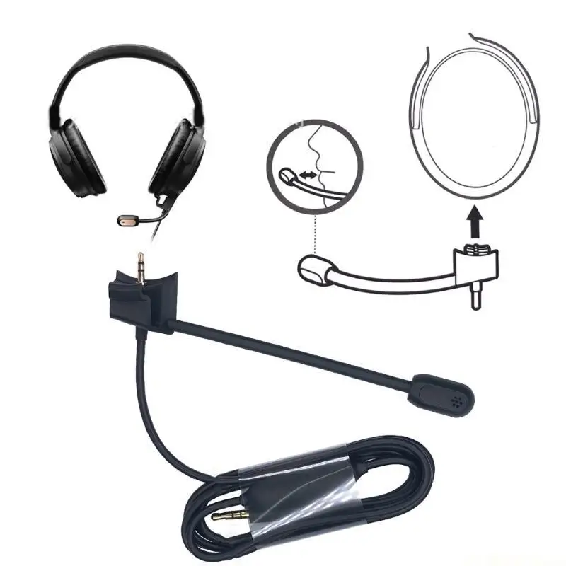 E56B Detachable Boom Mic with Inline Mute Enhances Gaming for QC35 II & QC35 Headphones Repalcement Microphone Cable
