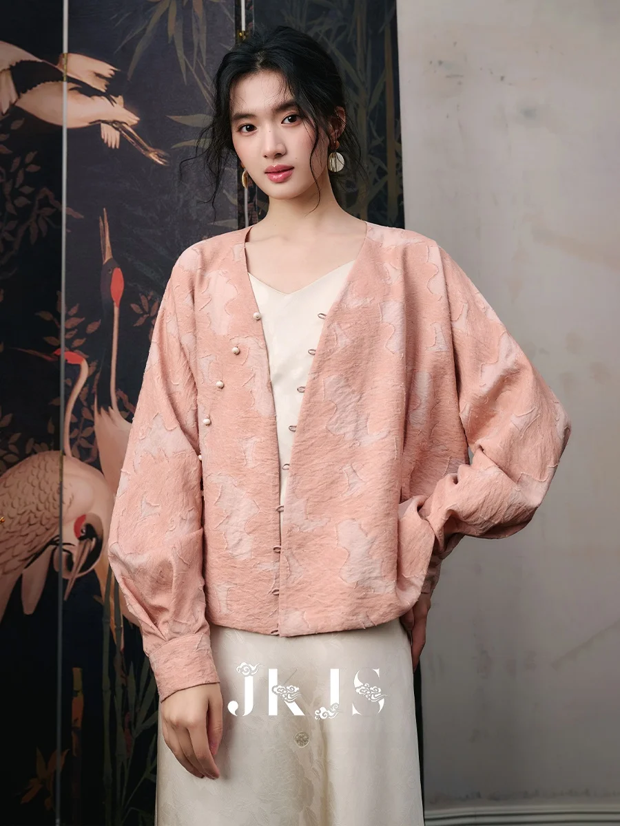 

Новая китайская хлопково-льняная куртка с красивым цветочным вырезом, женская верхняя одежда, дышащая, с V-образным вырезом, длинными рукавами