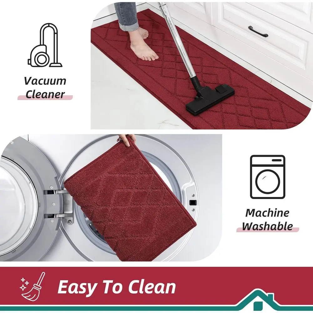 مجموعة من 2 سجادات مطبخ ناعمة قابلة للغسل، سجاد عداء غير قابل للانزلاق، سجاد أرضية ماص لسجاد المنطقة، الحوض، المدخل، الغسيل - 24 × 35 +