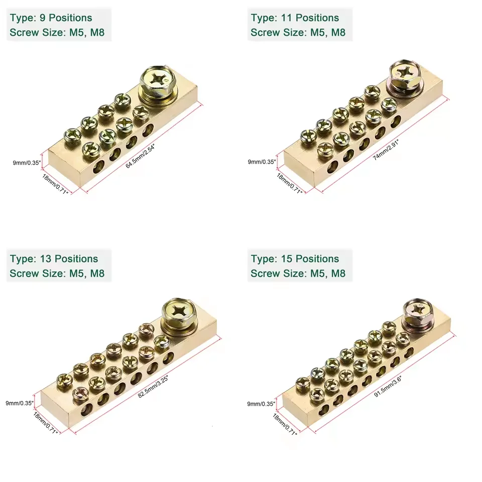 

12X18 5-piece Grounding Copper Double Row Ground Wire 6 Holes Ground Row Zero Distribution Box Terminal Block
