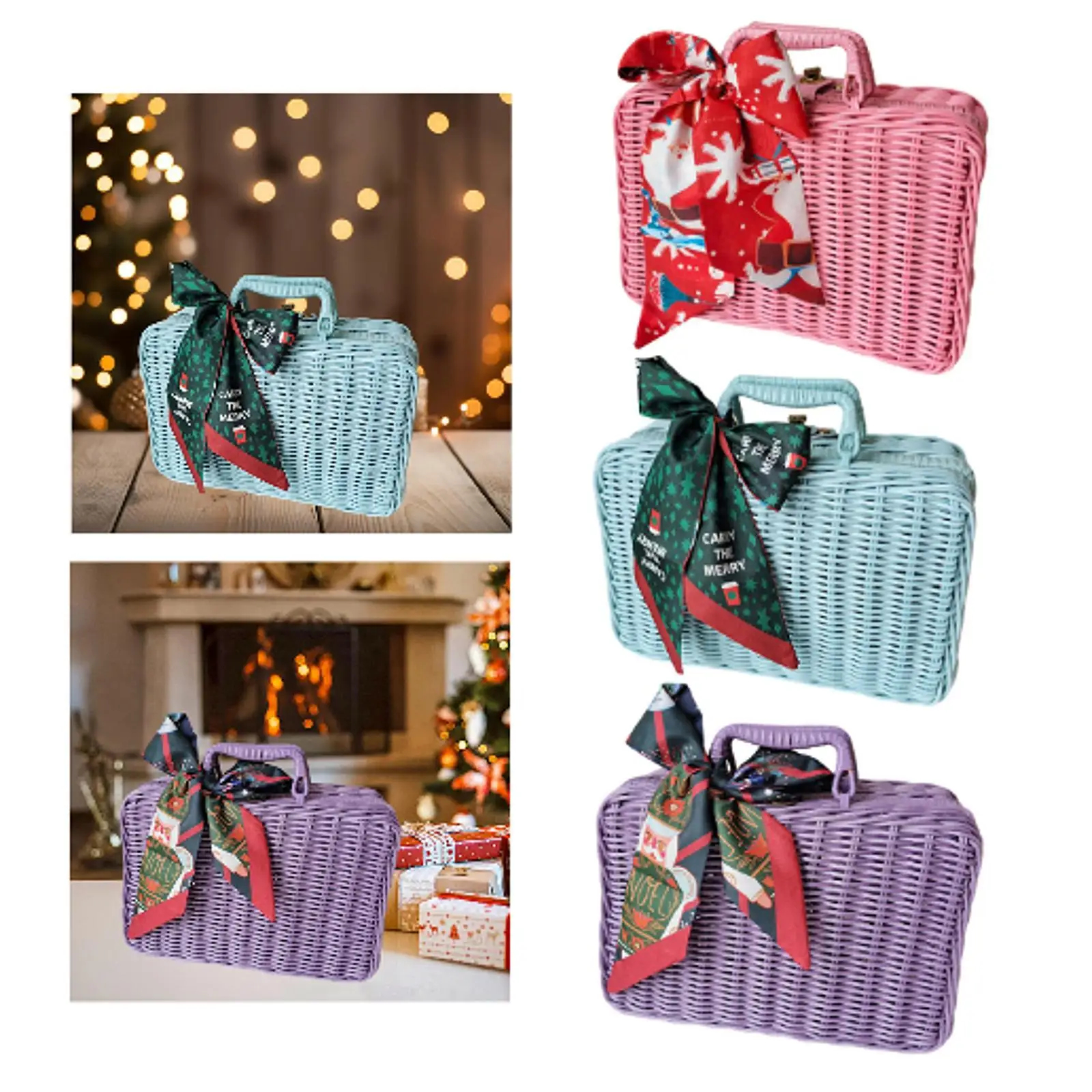 Hand Woven Rattan Basket Farmhouse Snacks Basket for Table Restaurant Office