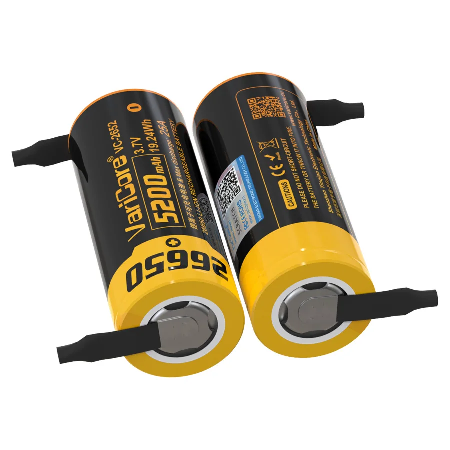 VariCore VC-2652 26650 литий-ионный аккумулятор, аккумулятор для оборудования/аккумулятор питания/напряжение 3,7 В/большая емкость 5200 мАч DIY никель