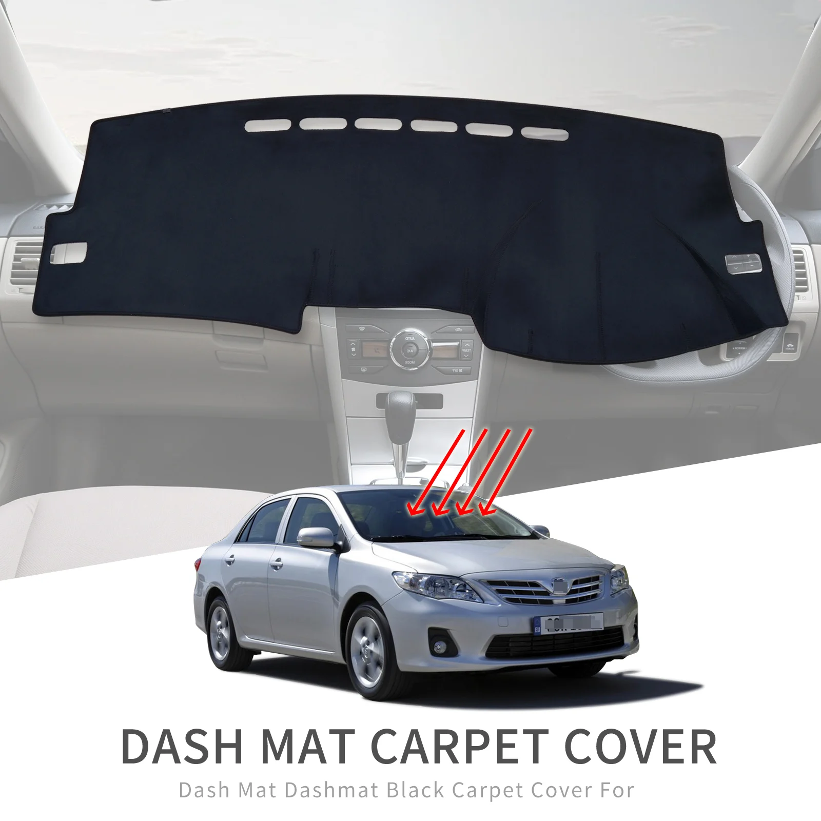 

Car Dashboard Mat for Toyota Corolla 2006-2013 E140 E150 Accessories Sunshade Protective Carpet Dash Mat Dashmat