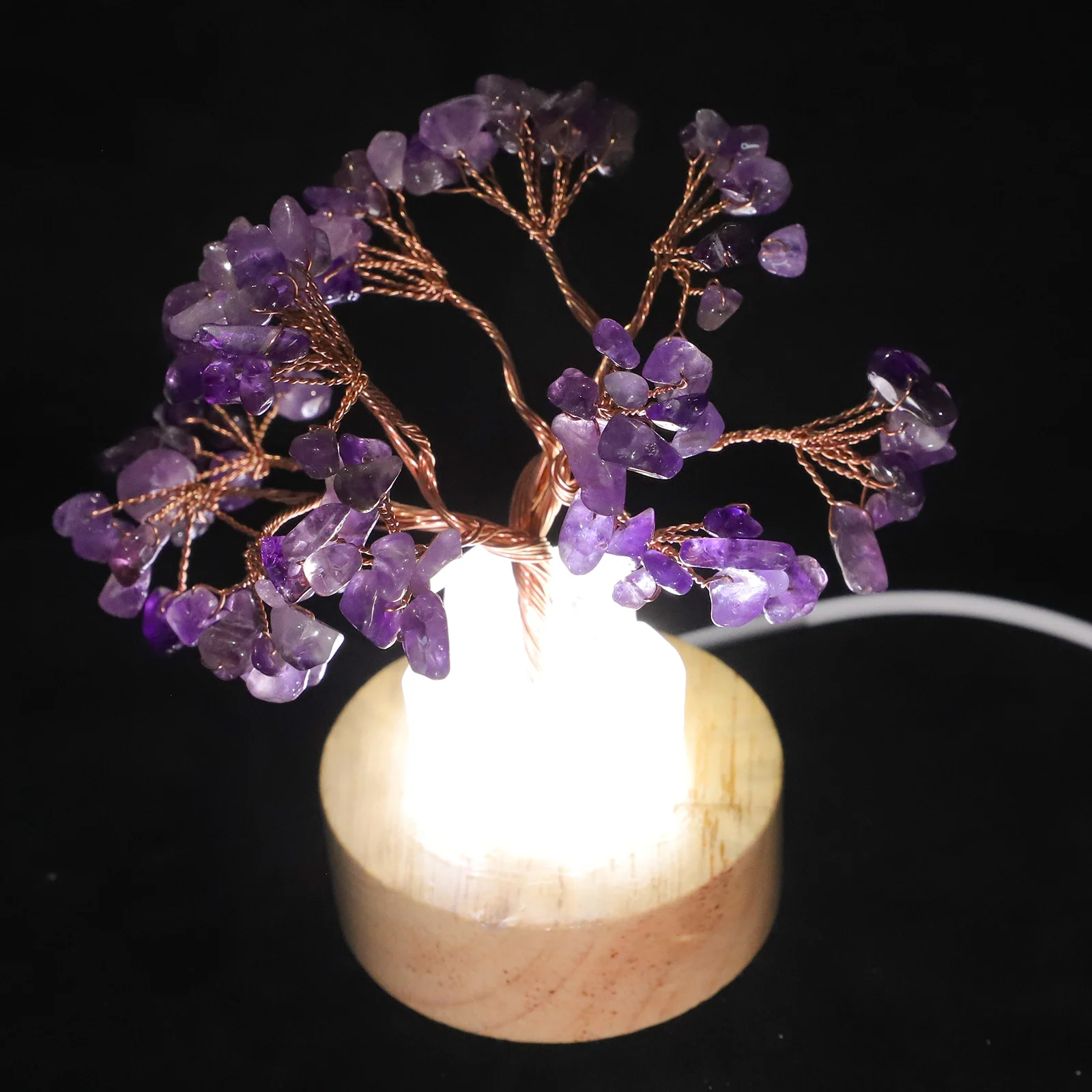 Amethyst Crystal Tree Small Night Light Decorative Bedside Lamp Bedroom Night Lamp Compact Desktop Use Bedside Light,