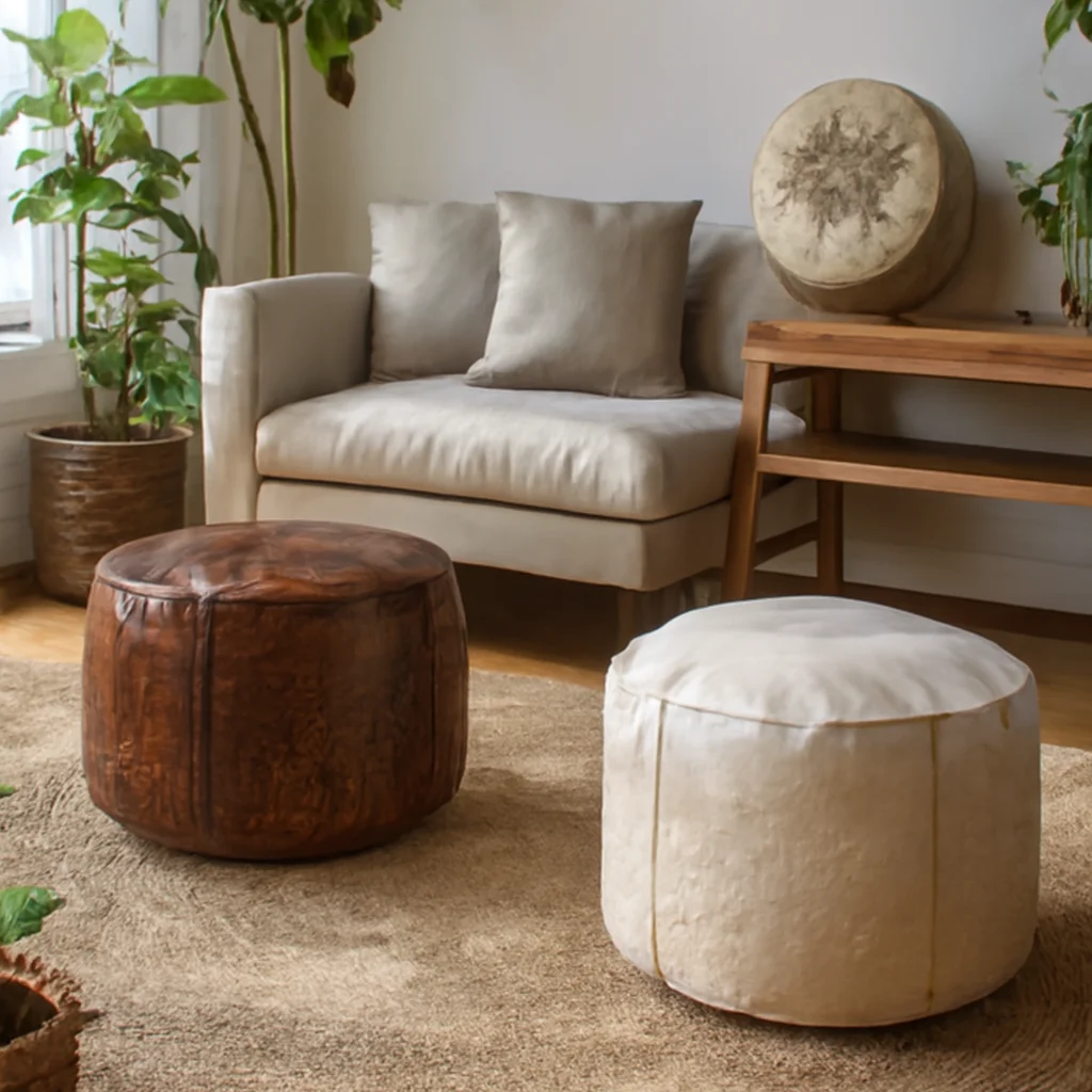 

Moroccan Bohemian Chair Cushion, Easy-to-Move Leather Printed Seat, Boho Chic Comfort Decor, Boho Chair Cushion.