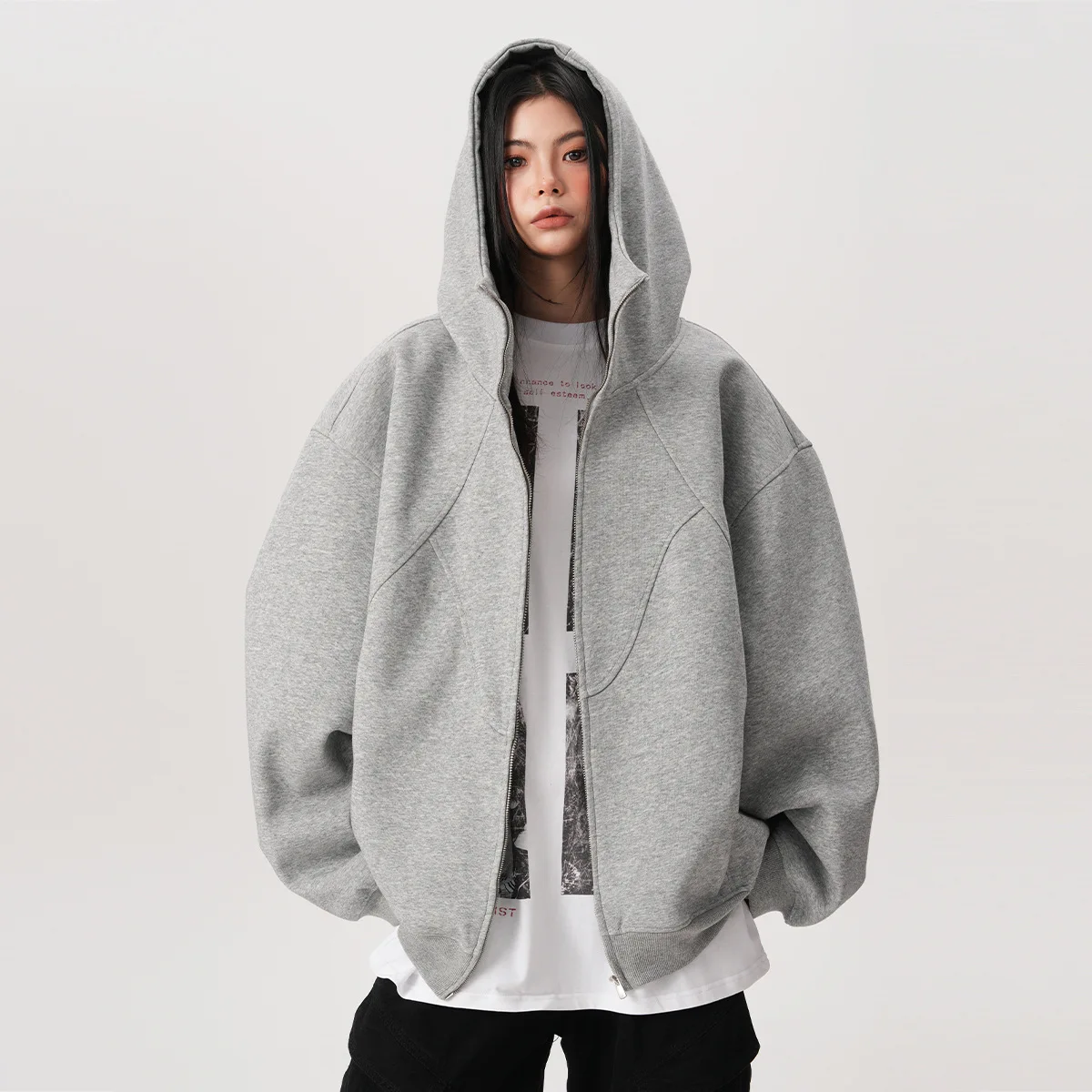 

Autumn New Korean High Neck Women's Hoodie Coat Winter Fashion Harajuku Loose Zip Up Hoodie Jacket Sweatshirt Y2k Streetwear