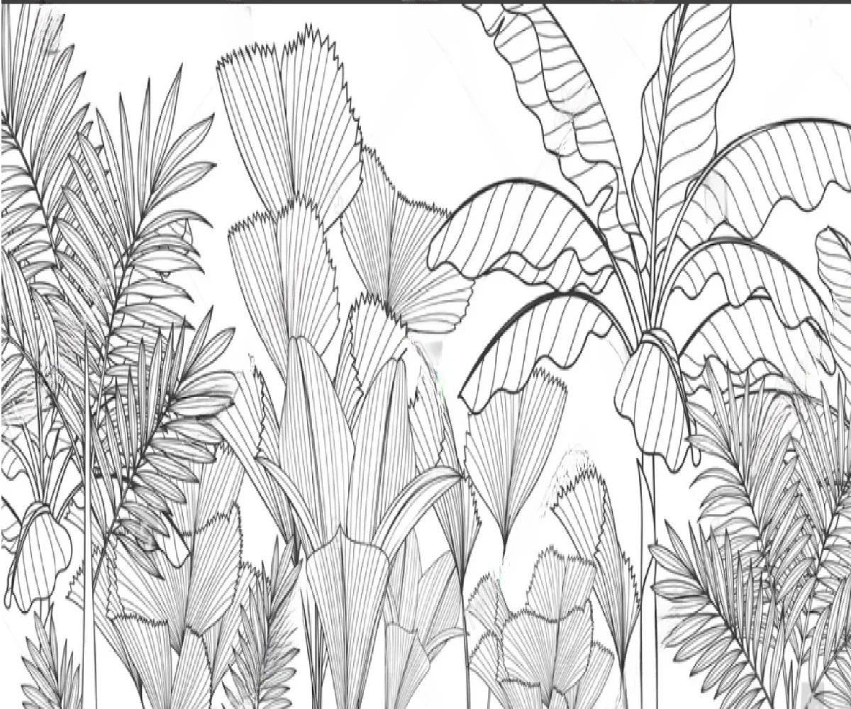 Custom Wallpaper Modern Nordic Abstract Geometric Tropical Rainforest Banana Leaf Mural TV Background Wall 3d Wallpaper