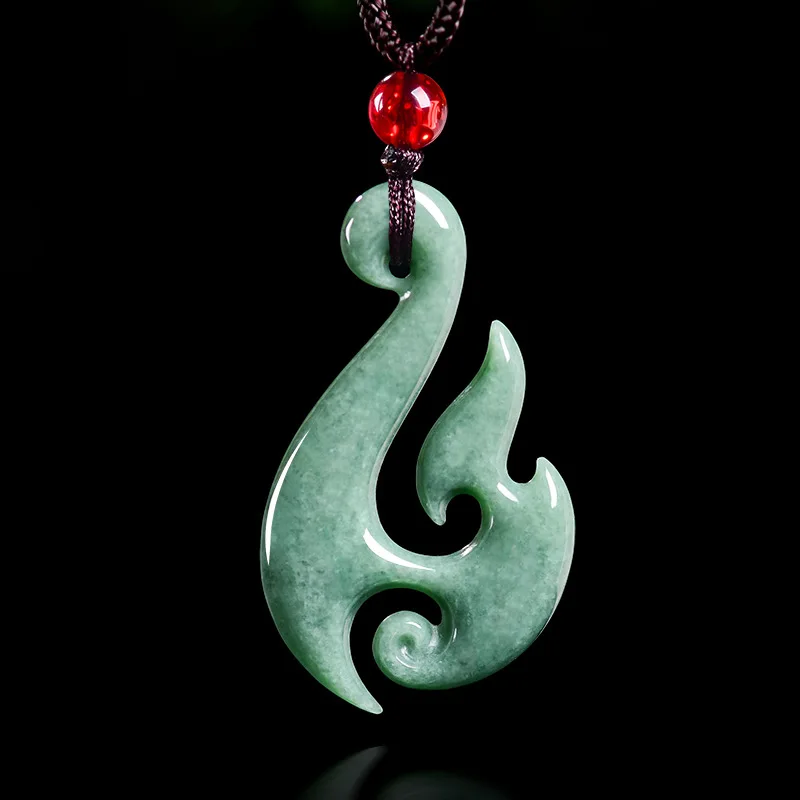 

Natural A-grade Jadeite Green Bean Round Spiral Pendant Gemstone Necklace Unisex Spiral Jewelry Accessory Drop Shipping