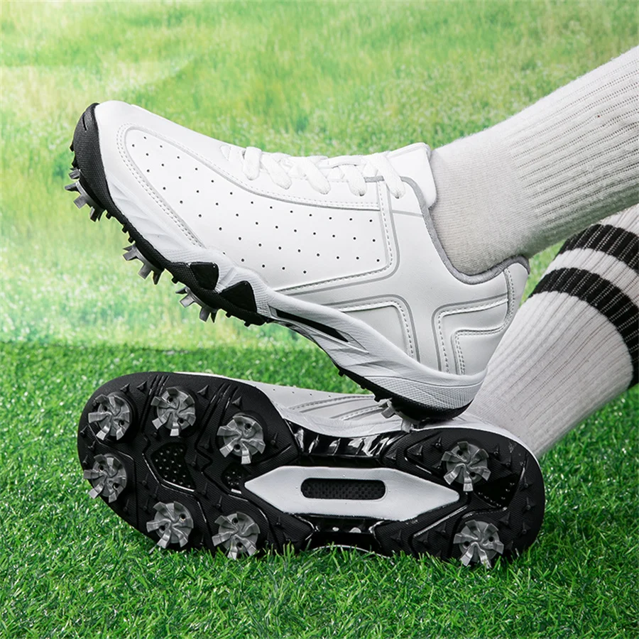 Zapatos de Golf profesionales para hombre, zapatillas de Golf de 8 tacos, calzado de entrenamiento impermeable y antideslizante