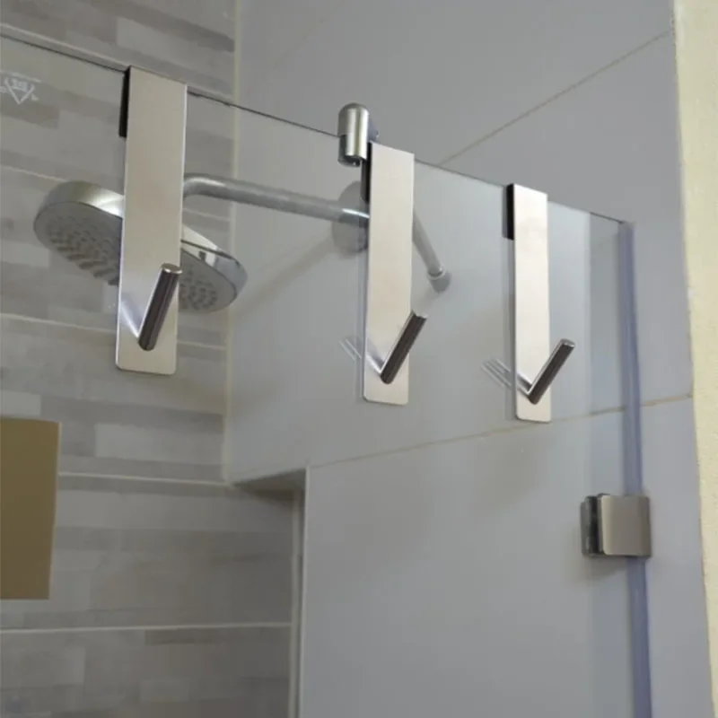 Stainless Steel Over Glass Door Shower Door Back Shower Towel Rack S-Shape Bathroom Bathrobe Hanger Holder Hooks